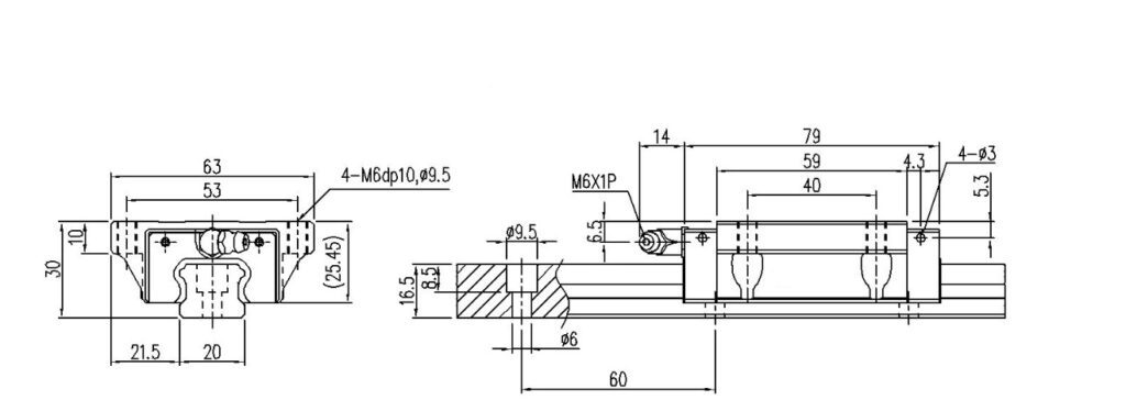 GUIA LINEAR 20MM TBI TRH20FL