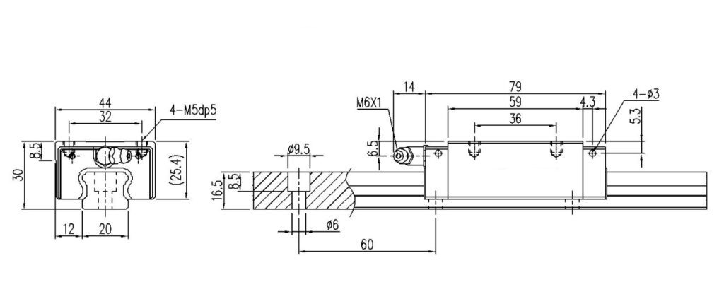 Guia Linear sem flange TRH20VL TBI