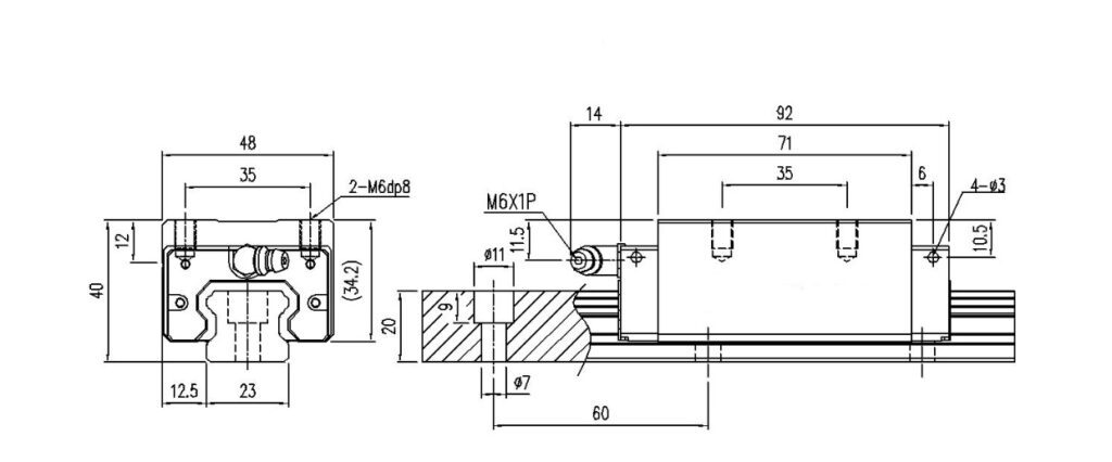 Guia Linear 25mm -TRH25VL