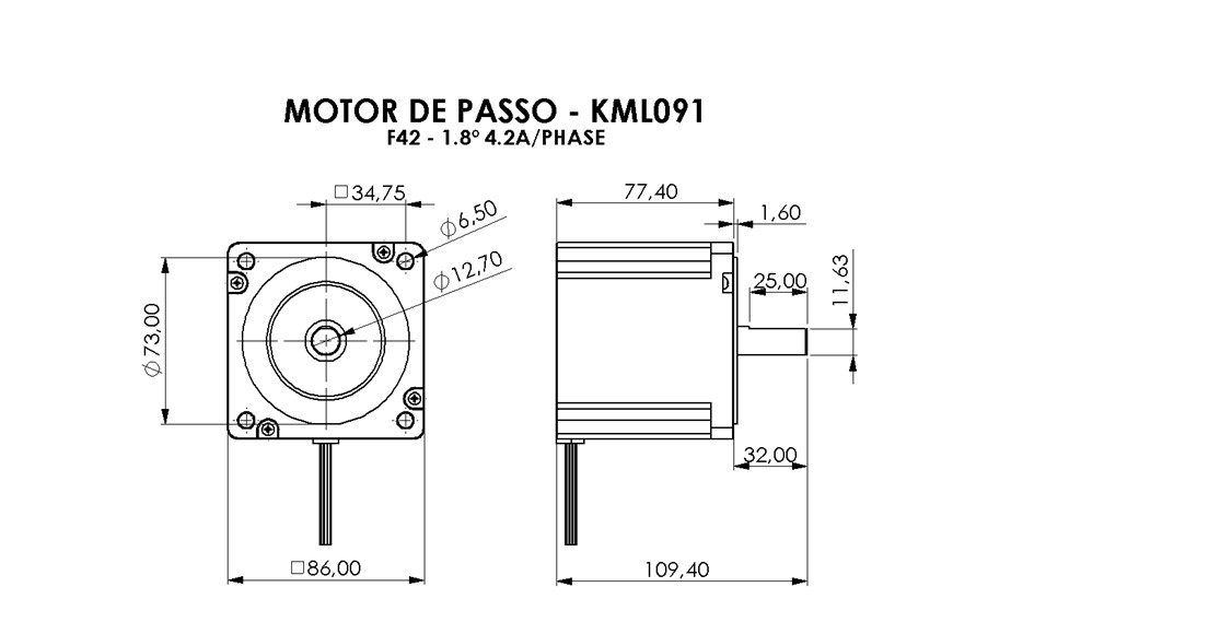 Motor de Passo Nema 34 50kgf