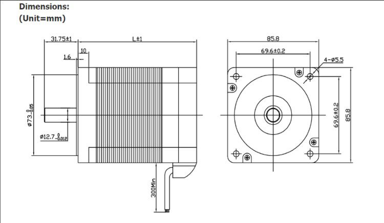 Dimensões Motor Brushless DC