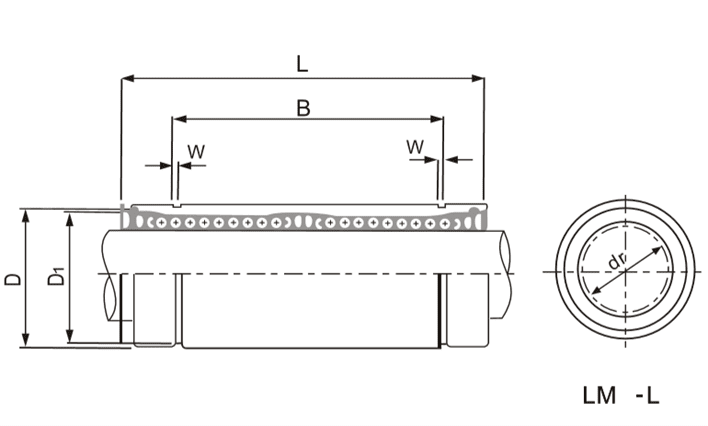 rolamento linear longo medidas