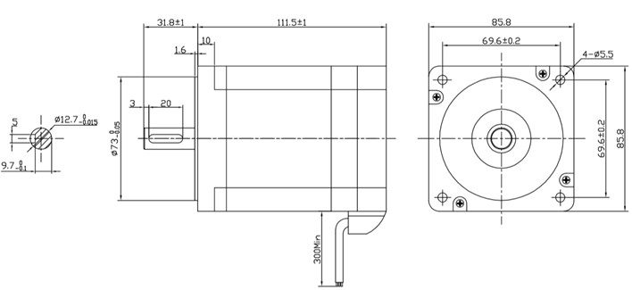 Motor BLDC 400W - medidas